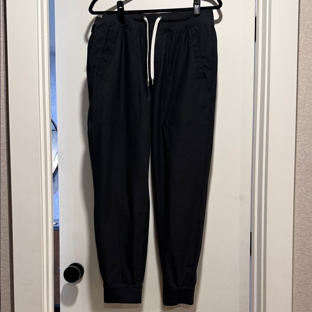 Vuori Black Joggers with White Accents